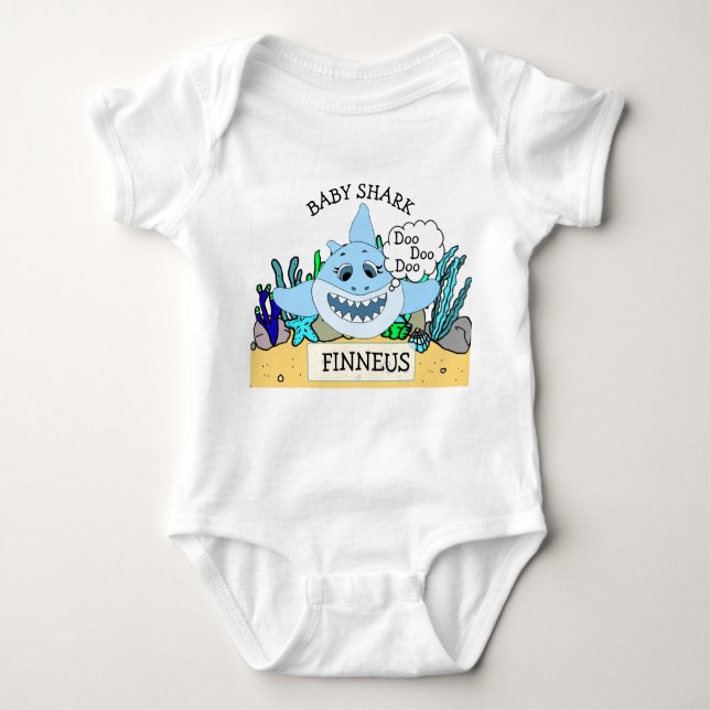 Personalized Baby Shark Baby's Baby Bodysuit (Front)