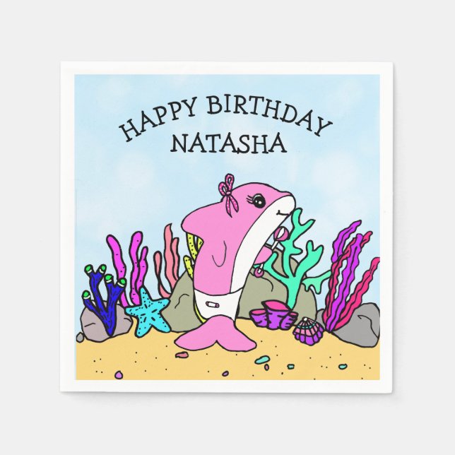Personalized Baby Shark Birthday Napkins (Front)