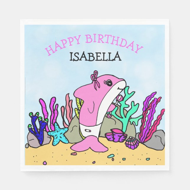 Personalized Baby Shark Birthday Napkins (Front)