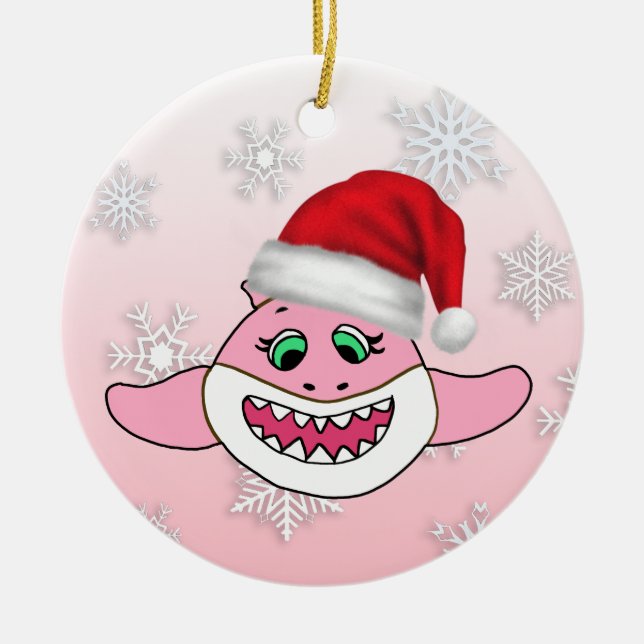 Personalized Baby Shark Family Christmas Ornament (Front)