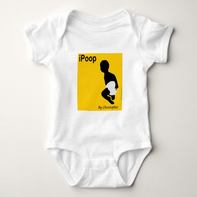 Personalized Baby Shirt, iPoop By Christopher Bodysuit (Front)