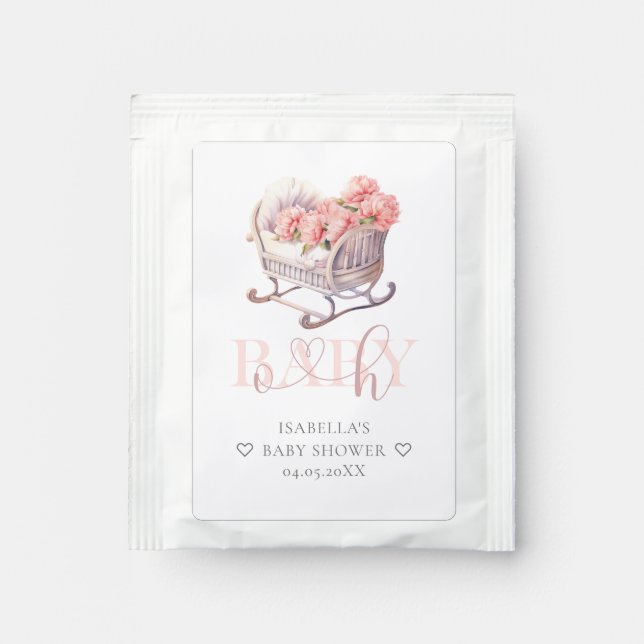 Personalized Baby Shower Basket Pastel  Tea Bag Drink Mix (Front)