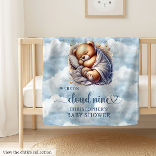 Personalized Baby Shower Blanket Sleeping Teddy