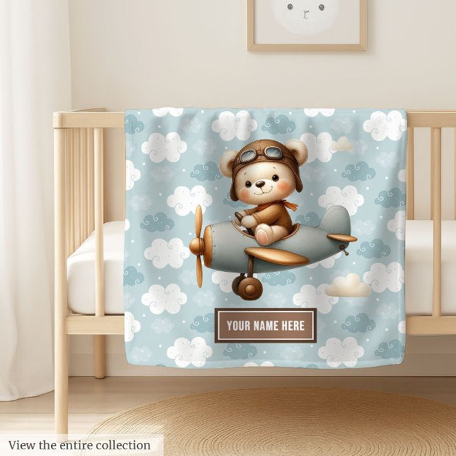 Personalized Baby Shower Blanket Teddy Bear Pilot (Personalized Baby Shower Blanket Teddy Bear Pilot)