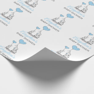 Personalized BABY SHOWER Blue Elephant BOY Wrapping Paper