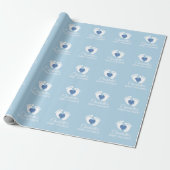Personalized BABY SHOWER Blue Feet Heart BOY Wrapping Paper (Unrolled)