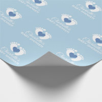 Personalized BABY SHOWER Blue Feet Heart BOY Wrapping Paper