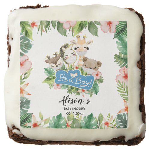Personalized Baby Shower Brownies  Safari Friends