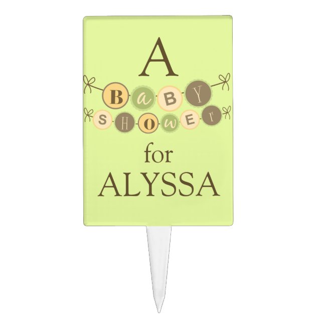 Personalized Baby Shower Cake Topper (Front)