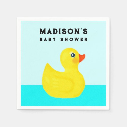 Personalized Baby Shower Cute Duckling Napkins