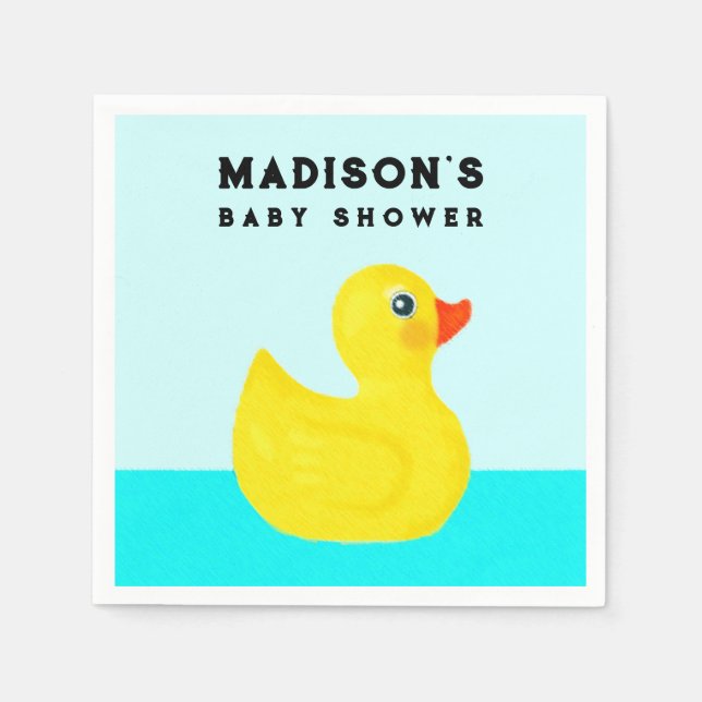 Personalized Baby Shower Cute Duckling Napkins (Front)