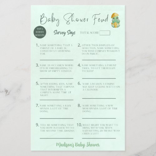 Personalized Baby Shower Feud Baby Shower Game
