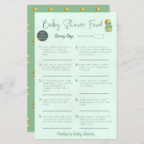 Personalized Baby Shower Feud Baby Shower Game