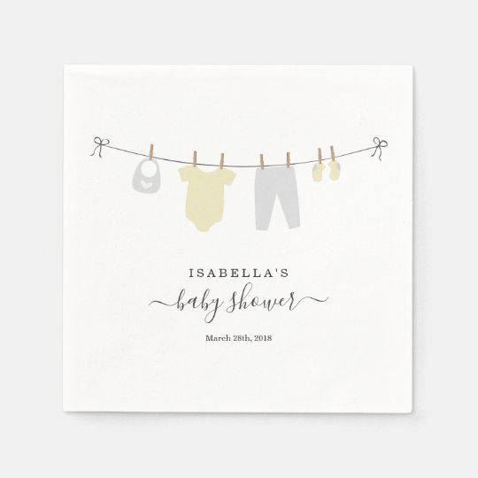 Personalized Baby Shower Gender Neutral Yellow Napkins
