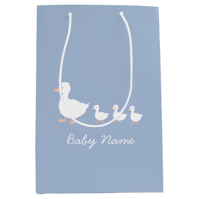 Personalized Baby Shower Gift Bag Blue Duckling (Front)