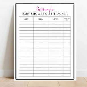 Personalized Baby Shower Gift Log Tracker