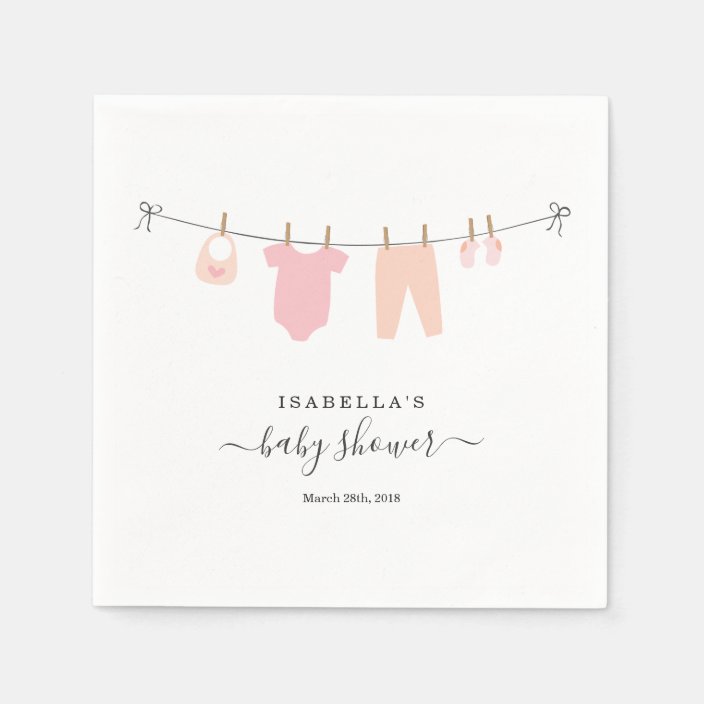 Baby Shower Girl's Pink \u0026 Coral Napkins 