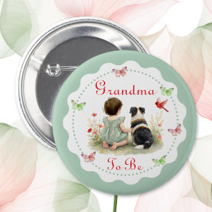 Personalized Baby Shower Grandma To Be Button
