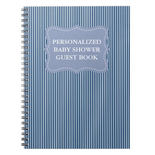 Personalized baby shower guestbook  Blue notebook