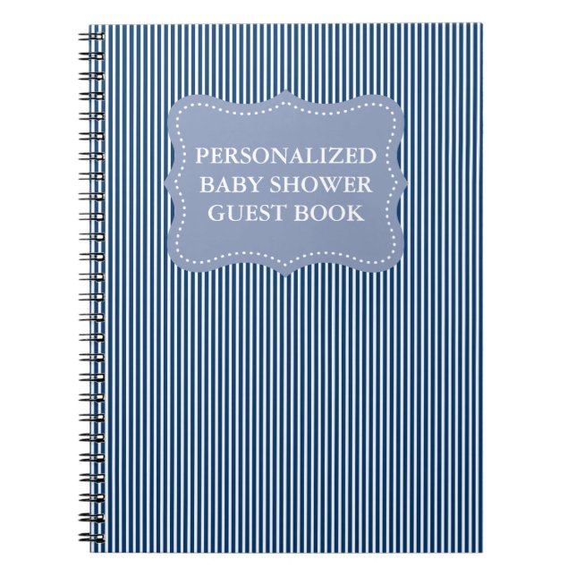 Personalized baby shower guestbook | Blue notebook (Front)