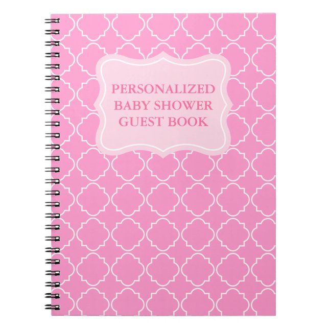 Personalized baby shower guestbook | Pink notebook (Front)