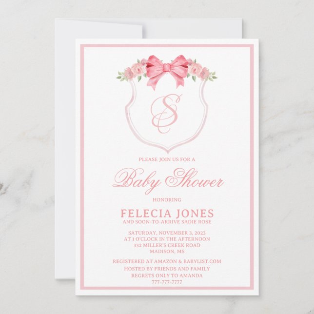 Personalized Baby Shower invitation  (Front)