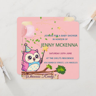 Personalized Baby Shower Invitation, Owl Design Invitation