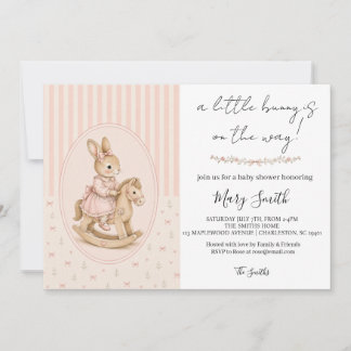 Personalized Baby Shower Invitation, Vintage Bunny Invitation