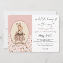 Personalized Baby Shower Invitation, Vintage Bunny