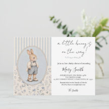 Personalized Baby Shower Invitation, Vintage Bunny