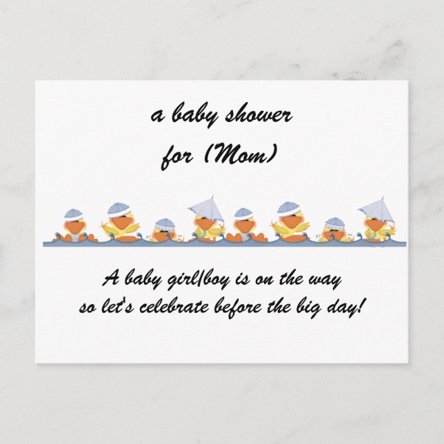 Personalized Baby Shower Invitations-Little Ducks Invitation Postcard (Front)
