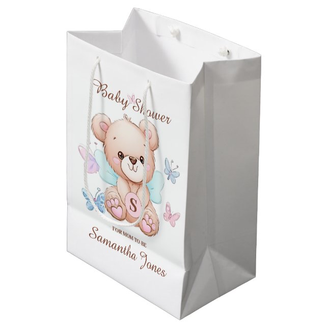 Personalized Baby Shower Medium Gift Bag (Front Angled)