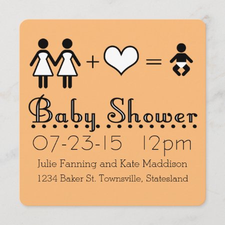 Personalized Baby Shower Modern Icon Mom And Mom Invitation