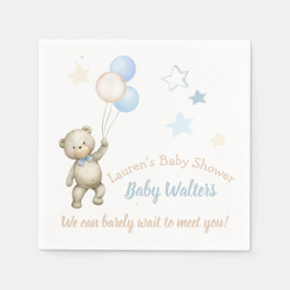 Personalized Baby Shower Napkins Teddy Bear