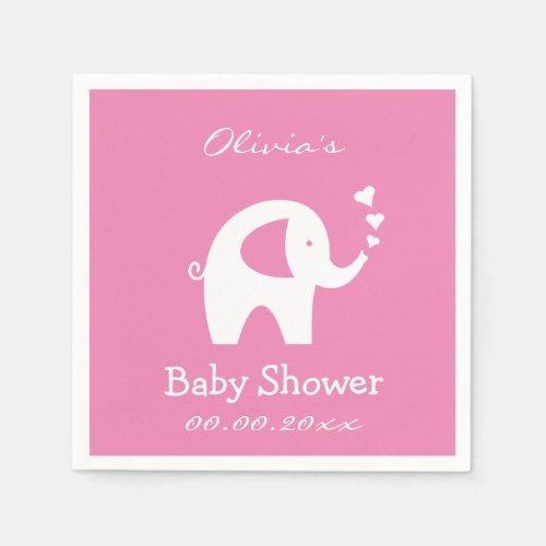 Personalized baby shower napkins with elephant
