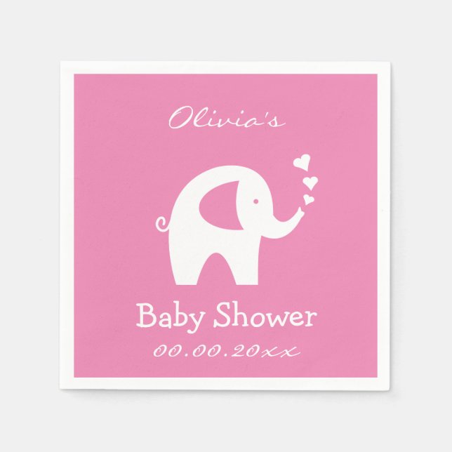 Personalized baby shower napkins with elephant (Front)