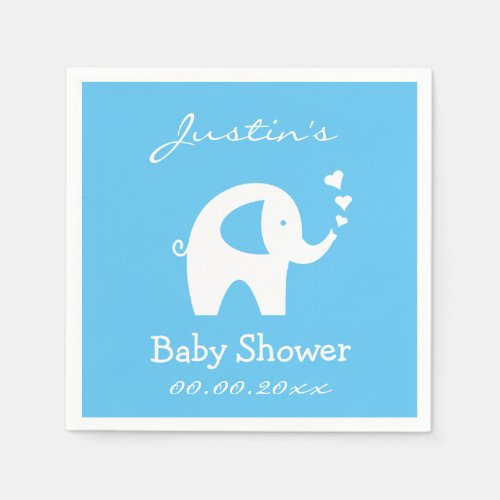 Personalized baby shower napkins with elephant