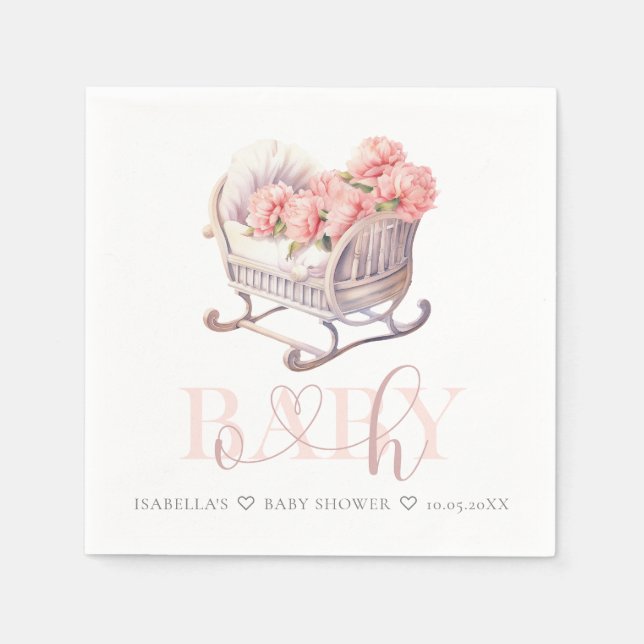 Personalized Baby Shower pastel Baby Basket Napkins (Front)