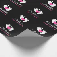 Personalized BABY SHOWER Pink Feet Heart GIRL Wrapping Paper