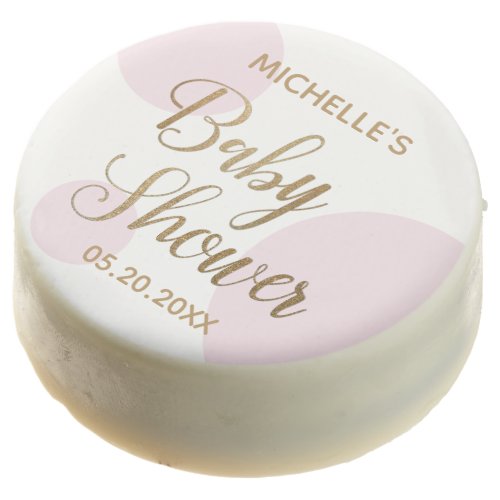 Personalized baby shower pink gold modern chocolate covered oreo