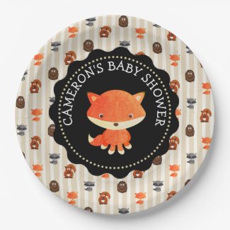 Personalized Baby Shower Plates Woodland Themed