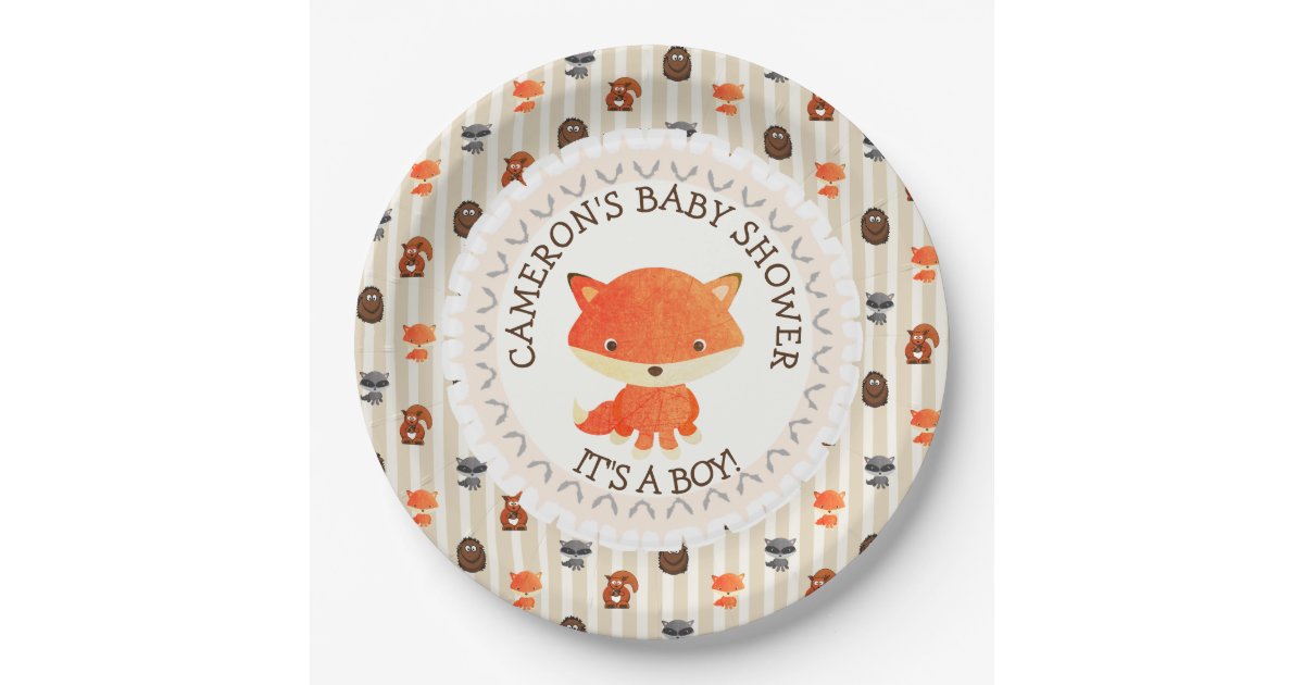 Personalized Baby Shower Plates Woodland Themed