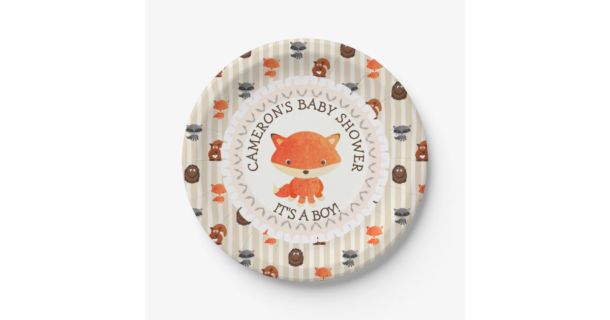 Personalized Baby Shower Plates Woodland Themed Zazzle Com
