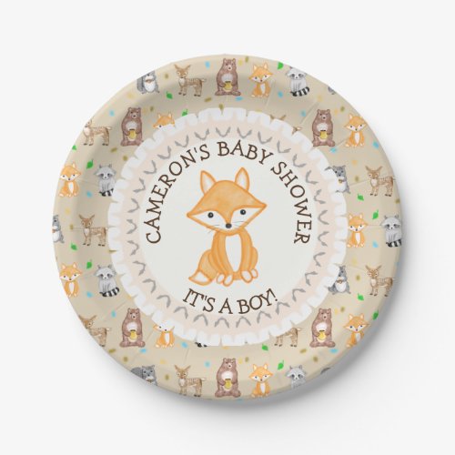 Personalized Baby Shower Plates Woodland Themed