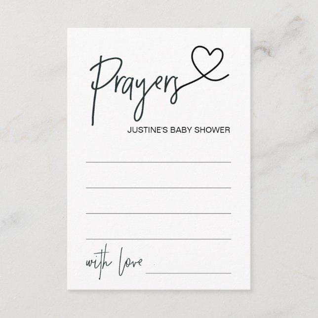Personalized Baby Shower Prayer Card with Heart (Front)