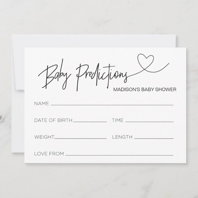 Personalized Baby Shower Prediction Cards (Front)