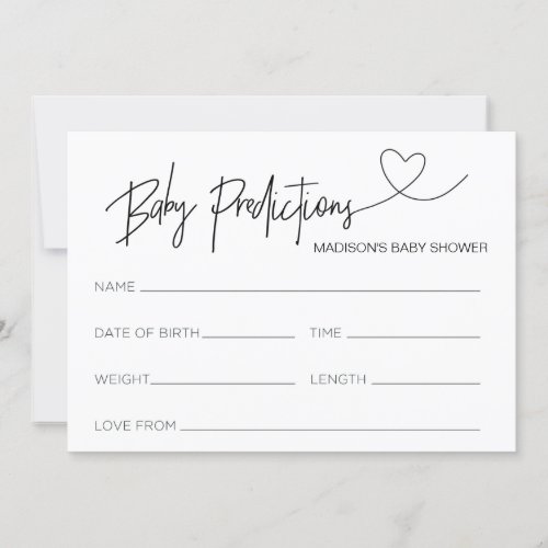 Personalized Baby Shower Prediction Cards