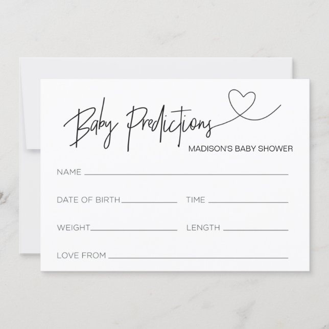 Personalized Baby Shower Prediction Cards (Front)