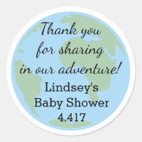 Personalized Baby Shower Stickers in Travel Theme