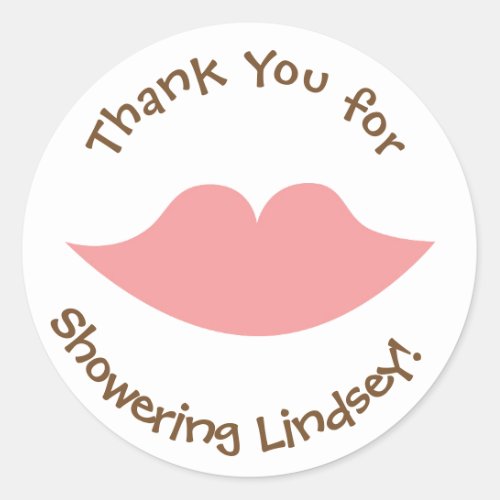 Personalized Baby Shower Stickers_ Lips Theme Classic Round Sticker